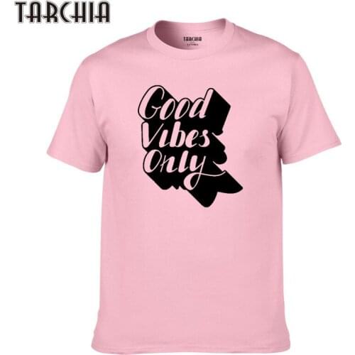 TARCHIA 2021 Print Tops Cotton Short Sleeve Summer T Shirt Casual Slim Fit Hip Hop Men Plus Size Tees Tops Homme Good Vibes Only
