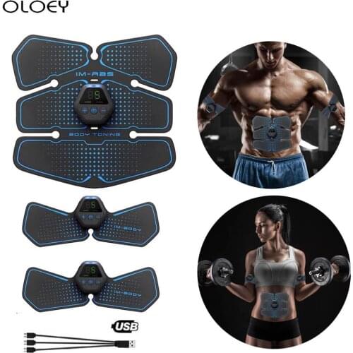 New Rechargeable Abs Stimulator Muscle Toner EMS Abdominal Muscle Trainer Electrostimulation Fitness Massager Fitness Equipment