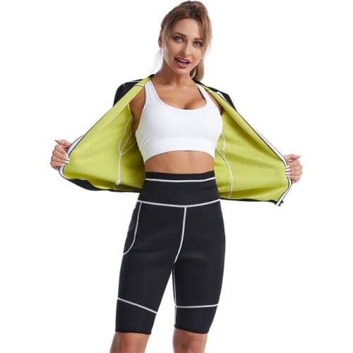 Sweat Belt Workout Tank Top Waist Trainer Body Shaper Women Neoprene Shapewear Set Long Sleeve Shirts Weight Loss Corset Fajas