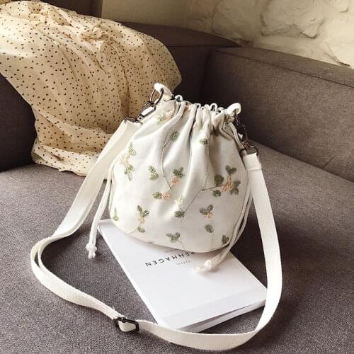 Womens bags Female bag Retro embroidery bucket bag ethnic style single shoulder bag messenger bags Mini bag small bag for girl