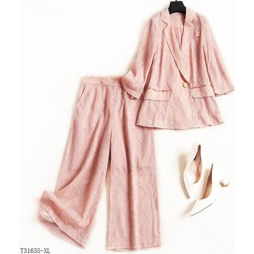 European style 2019 New arrivals summer Spring fashion women clothes temperament solid color casual suit T3165