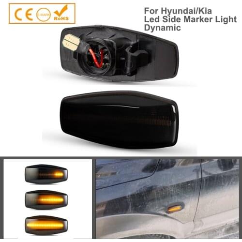 2Pcs Dynamic LED Side Marker Indicator Light Front Fender Turn Signal Lamps For Kia Rio Sedona Sportage Amanti Carnival Opirus