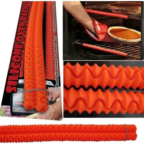 2pcs/ Lot Silicone Oven Heat Red Silicone Insulation Rack Clip Board Edge Guard Set of Helps Avoid Burns Strips Kitchen Gloves