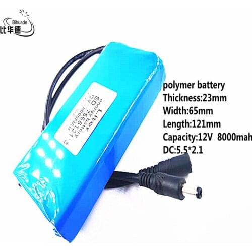 2021 new 12V 8000MAH polymer rechargeable battery suitable for outdoor, reserve power supply, 4 kinds of traffic development