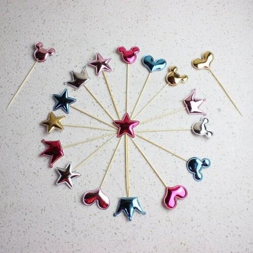 5pcs/lot Cake Topper Heart Star Crown Cake Flags Baby Shower Birthday Wedding Children Kids Christmas Party Cake Decor Supplies