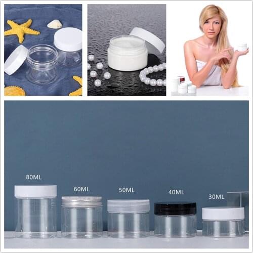 6pcs/set Plastic Jar with Lids Empty Cosmetic Containers Box Bottle Travel Storage Make Up Eye Shadow Powder Jewelry Clear Pot