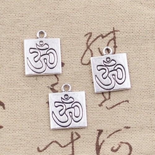 8pcs Charms yoga om 18x15mm Antique Silver Color Pendants Making DIY Handmade Tibetan Finding Jewelry