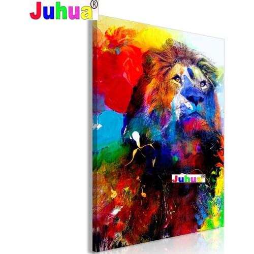 Color Lion 5D DIY diamond painting cross stitch Full Square Round diamond embroidery mosaic wall picture Animal King