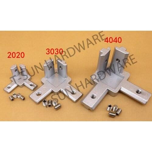 Aluminum T-slot profile 3-way 90 deg inside corner bracket 2020 3030 4040