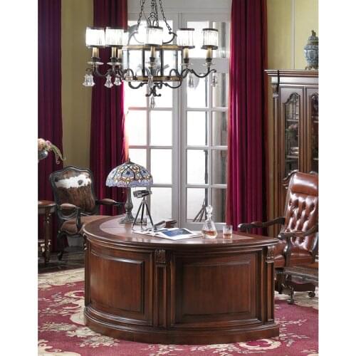 Birch solid wood wooden study table and leather chair set GF77