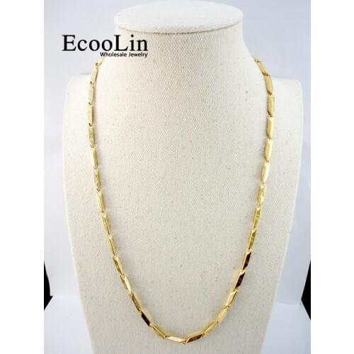 30Pcs 22.06 inch Bamboo Gold Stainless Steel Chain 56Cm Diameter 3.8mm Never fade Necklaces For Women Men Fashion Jewelry LR535