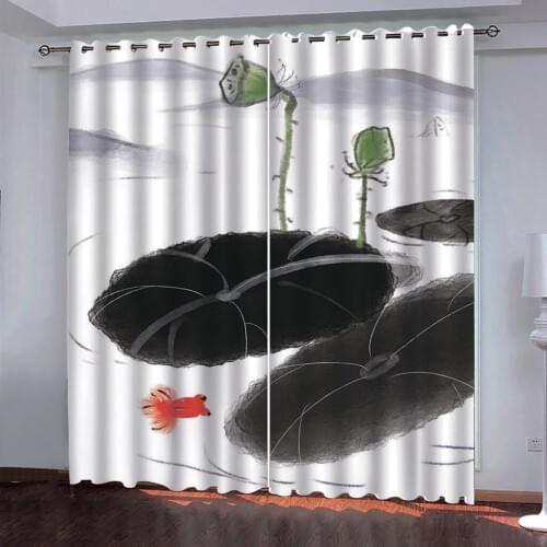 Black leaf curtains louts Thick shading soundproof windproof curtain 3D Curtains