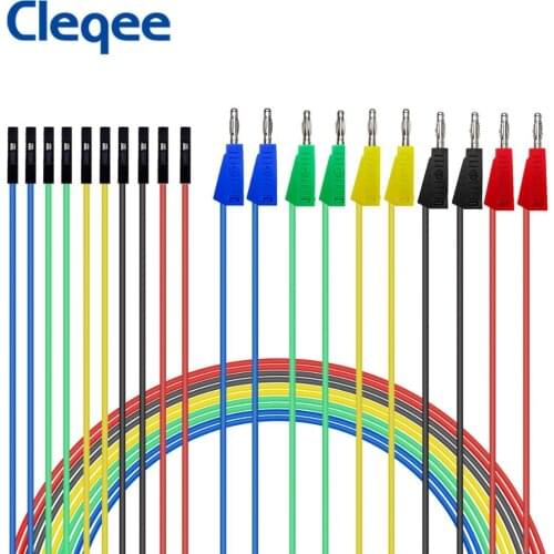 Cleqee P1530 10PCS Dupont Female Head Jumper Wire To 4mm Stackable Banana Plug for Breadboard PCB DIY Kit