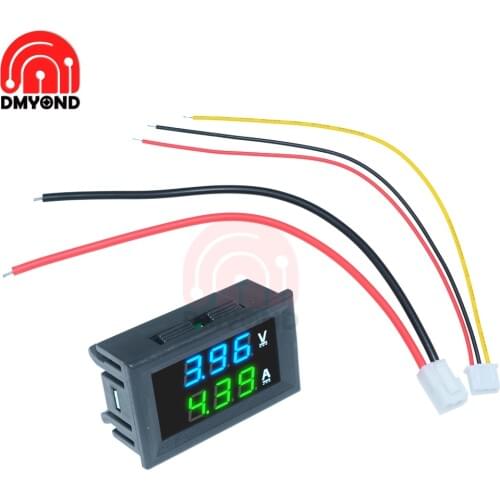 DC 100V 10A Mini Digital Volt Voltmeter Ammeter Panel Voltage Current Meter Tester Blue Green Dual LED Display Amp