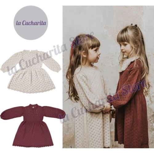 Autumn Girls Knitted Dress Bebe Puff Organic Toddler Olivia Long Sleeve Princess Dress Knitwear Clothes Kids Luxury Brand Girls