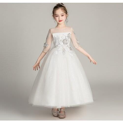 Elegant Glitz Holy Teenagers Kids Princess Birthday Baptism Flower Girls Ball Gown Prom Performance Show Childrens Party Dress