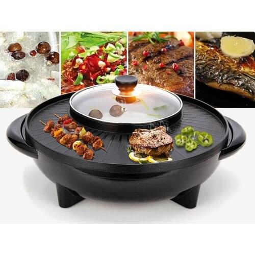 Electric Baking Pan Hot Pot Non-stick Temperature Controlled Aluminum Alloy For Kitchen for Barbecue Cooking гриль барбекю