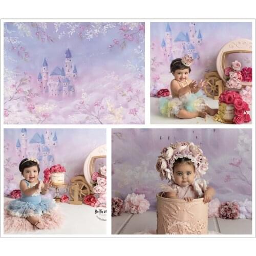Photography Backdrop Oil Painting Fantasy Castle Photo Background Newborns Baby Princess Portraits Birthday Decor Banner Props