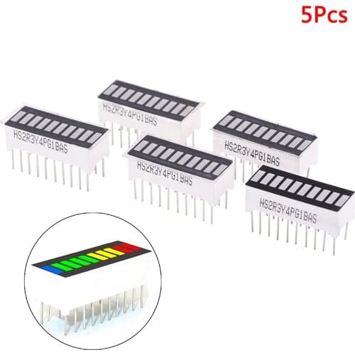 HELTC 5PCS LED Display Module 10 Segment Color Bargraph Light Display Module Bar Graph Ultra Bright Red Yellow Green Blue Hot