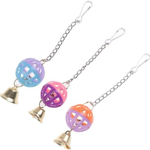 Pet Parrot Bird Cockatiel Bell Swing Ball Hanging Cage Toy Pet Supplies