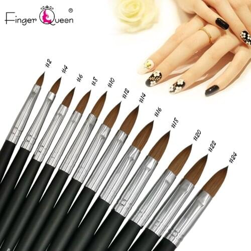 Kolinsky nail brush 1Pcs Crystal Carving Nail Art Brush Liquid Powder DIY Nail Drawing