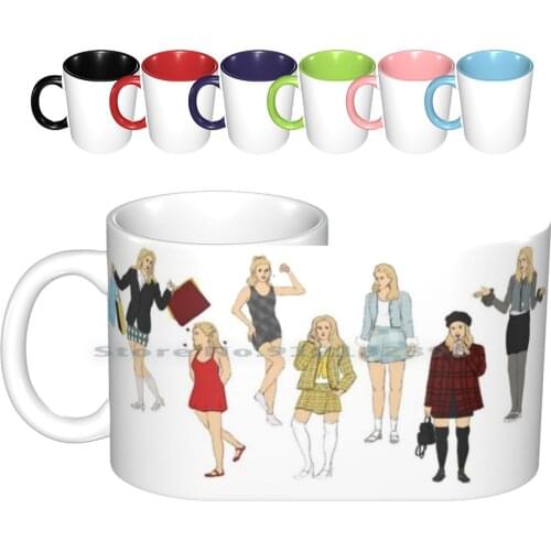 Chers Outfits Ceramic Mugs Coffee Cups Milk Tea Mug Clueless 90s 90s Fashion Movies 90s Movies Romcom Girls Cute Aesthetic