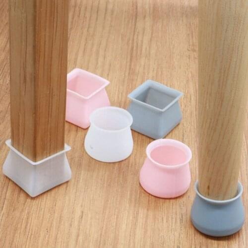 5Pcs/Set Table And Chair Leg Cover Square Silicone Anti-skid Leg Cover