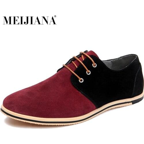 MEIJIANA Men Shoes New Fashion Breathable High Quality Flock Cozy Oxfords Shoes Lace-up Mixed Color Men Casual Shoes