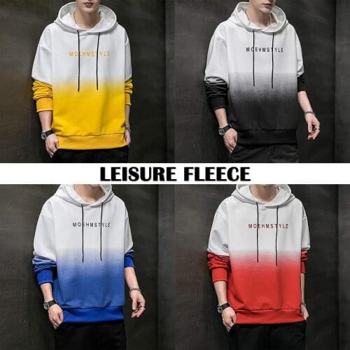 Mens stylish and handsome riding warm sweater Mens Hoodie Large Size Hoodie Gradient Top Pullover Sweatshirt Gradient