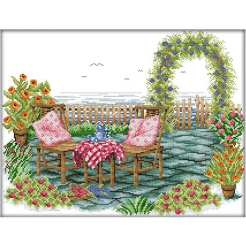 Cross Stitch Stamped Kits 14CT Printed Embroidery Cloth Needlepoint Kits Easy Patterns For Beginners, Sunshine Home