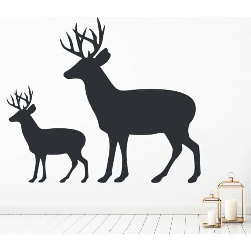 Family Deer Wall Decal Fawn Forest Animals Cute Mural Door Window Vinyl Sticker Kids Baby Bedroom Nursery Interior Decor Q144