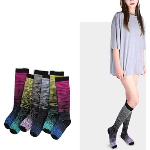 New Women Long Tube Calf Sock Tie Dyed Compression Stockings Warm Thigh High Knee Socks Long Cotton Stockings Stockings