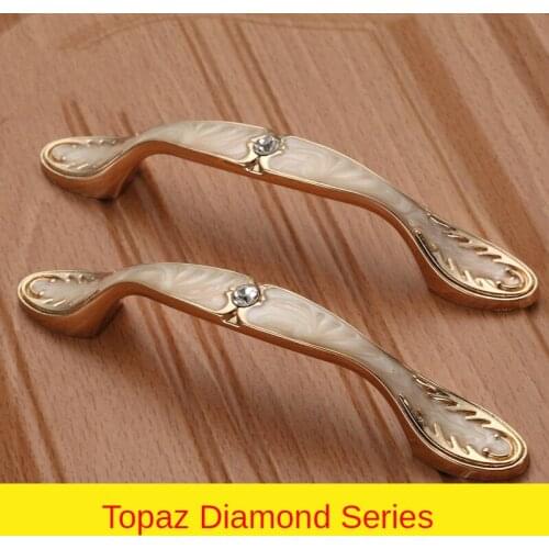 New Topaz Diamond Furniture Handle Diamond-studded Kitchen Cabinet Handle Modern Golden Wardrobe Drawer Handle