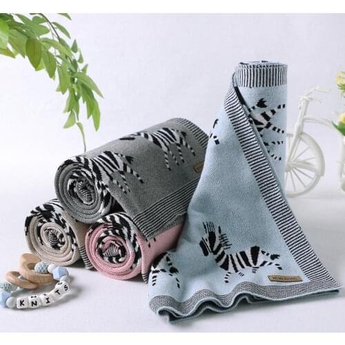 Baby Blankets Newborn Soft Swaddling Wrap 100*80cm Cotton Knitted Infant Kids Cartoon Stroller Bed Quilts Childrens Accessories
