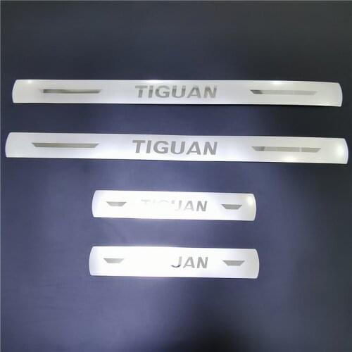 For VOLKWAGEN VW TIGUAN MK2 2016-2020 Car Door Sill Threshold Pedal Guard Trim Stainless Steel Kick Scuff Plate Auto Accessories