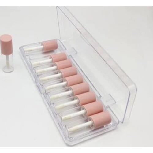 10pcs 4ml Lip Gloss Empty Plastic Tubes Exquisite Mini Clear Lipgloss Packaging Container With Pink Matte Lid Makeup Organizer