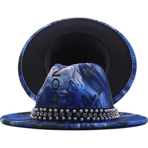 2021 Women Wide Brim Imitation Wool Felt Fedora Hats Fashion Church Party Female Dress Hat Pearl Ribbon Decor White Hat