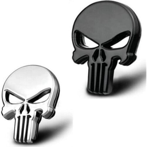 Car Styling 3D Metal Punisher Skull Emblem Badge Stickers Decals Auto Truck Motorcycle Car Accessories Automobiles Freeshipping