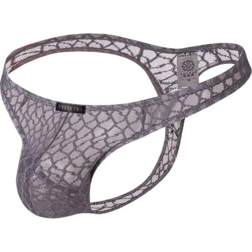 Mesh Thong MenS Sexy Underwear Lace Breathable T-Pants Panties Penis Big Pouch Thongs Hollow Out Exposed Butt Underpants