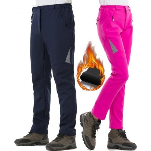 Winter Men Fleece Waterproof Outdoor Pants Women Soft Shell Trousers Snow Trekking Hiking Pants For Camp Fishing Travel Ski 5XL