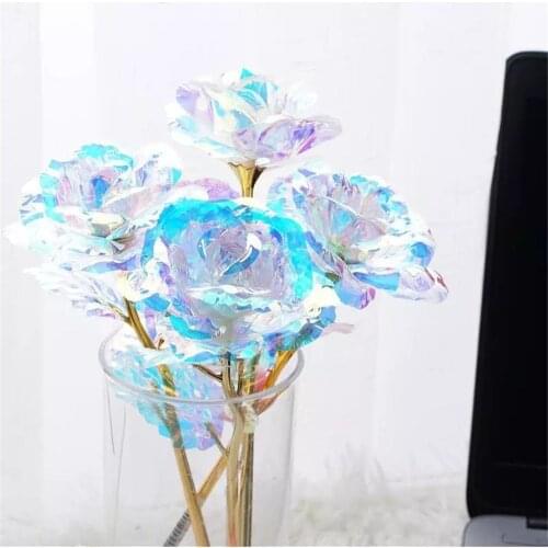 1 PCs Valentines Day Creative Gift 24k Aluminum Foil Rose Gold Rose Lasting Eternal Love Wedding Decoration Lover Lighting Rose