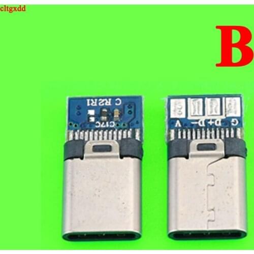 10PCS OTG Welding Male jack Plug USB 3.1 Type C Connector 12 Pin 24P Socket with PCB Board Plugs Data Line Terminals for Android