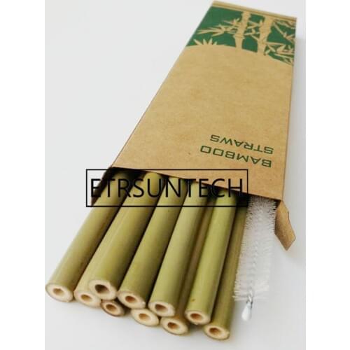100sets Bamboo Straws Sets Reusable Eco Friendly Handcrafted Natural Bamboo Drinking Straws and Cleaning Brush