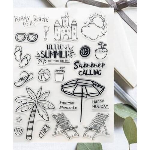 14*18CM Enjoy The Beach Transparent Seal Clear Stamps Silicone Seal Roller Stamps DIY Scrapbook Album Card Christmas Wedding