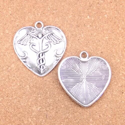 4pcs Charms heart caduceus medicine symbold 42x40mm Antique Pendants,Vintage Tibetan Silver Jewelry,DIY for bracelet necklace