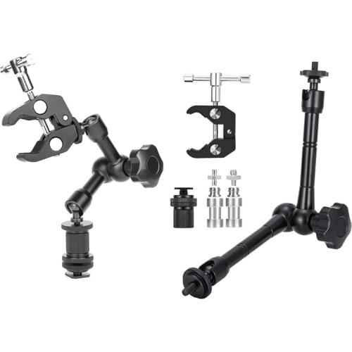 2 Set Magic Arm Articulating Friction Arm Super Clamp Adjustable Rod Clamp Pliers Clip - 11 Inch & 7 Inch