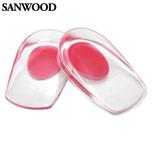 2016 New Gel Shoes Insoles Cushion Heel Cup Massage Pads Inserts Heel Pain Spur Silicone 9IJ2