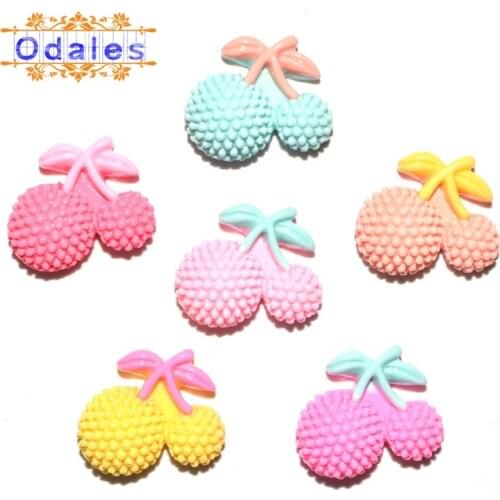32Pcs/lots 3D Cabochons Cherry Button Resin Fruits Accessories Wedding Decoration Cartoon Planar Scrapbooking DIY Resin Ornament