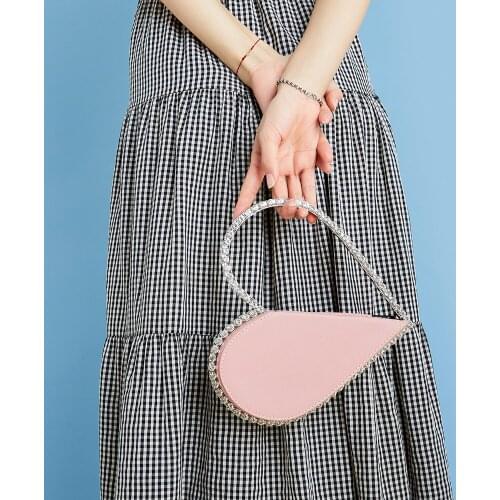 Acrylic Handle Black Purse for Wedding Party Diamond Red Heart Evening Clutch Bags Women Designer Chic Rhinestone