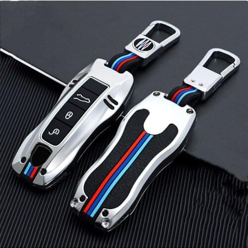 Zinc Alloy Car Key Case For Porsche Boxter Cayman 911 2018 Smart Keyless Remote Fob Cover Keychain Protector Bag Accessories